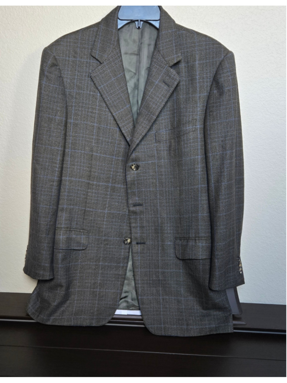 Men's Ermenegildo Zegna 15 Milmil 15 Sport Coat, Brown and Blue Plaid wool us40